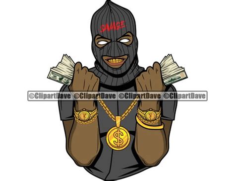 Gangster Ski Mask Holding Money Stacks SVG Design Thug | Etsy