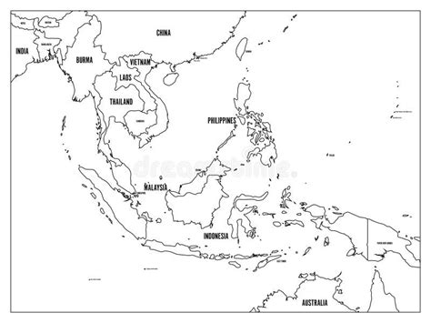 Mapa Pol Tico En Blanco De Asia Occidental Meridional Y Del Este