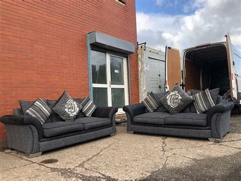 Immaculate Dfs Grey And Black Sofas Ex Display Delivery 🚚 Sofa Suite