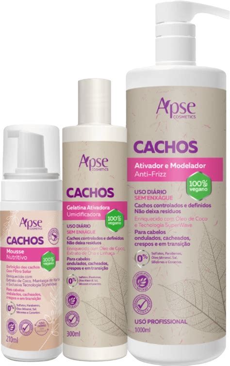 Kit Para Cabelos Cacheados Finalizadores Apse Mousse Ativador E