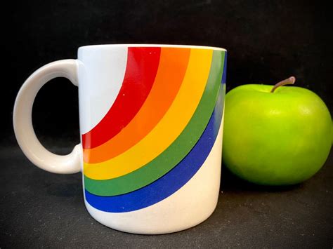 Vintage Rainbow Coffee Mug Ceramic Handled Cup Ftd Florist Etsy