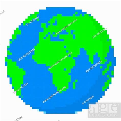 Pixel Art Design Of Earth Vector Illustration Colorful Planet Earth