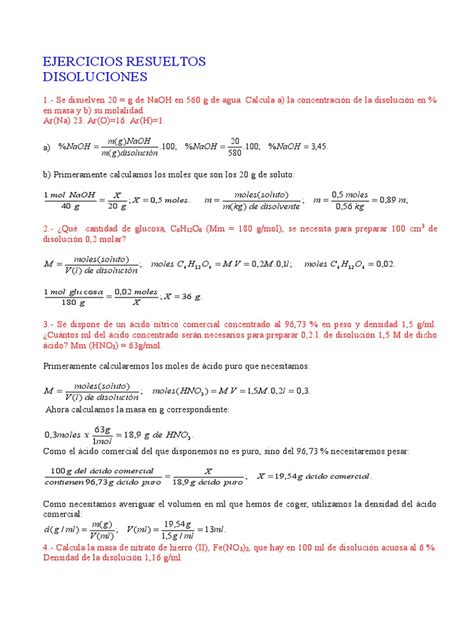 Ejercicios Resueltos De Quimica Pdf Química Física Química