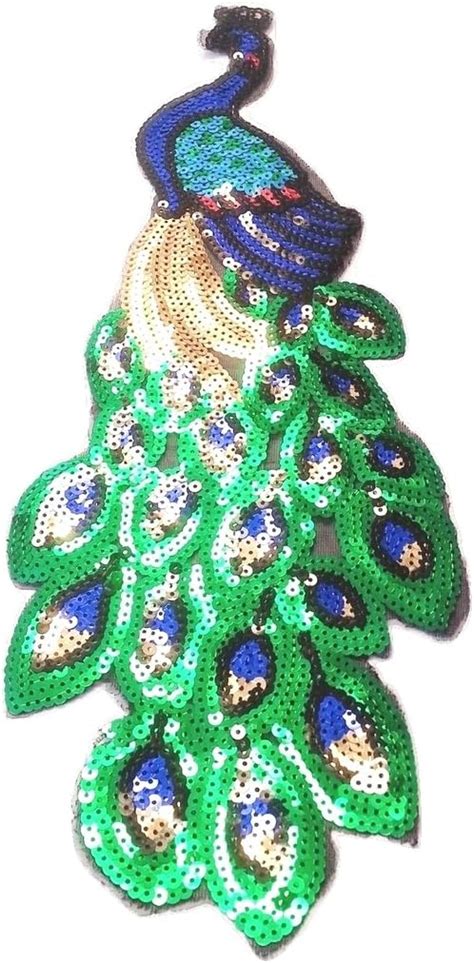 Strass Glitzer Pfau Aufnäher groß Patches Applikation Aufnäher mit