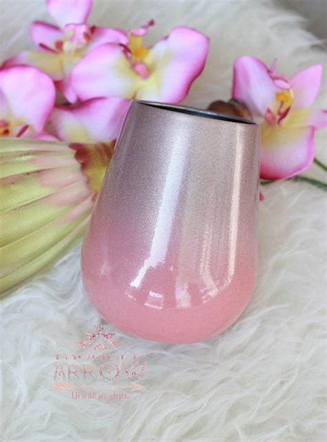 Rose Gold Ombre Wine Tumbler Glitter Wine Glass Powder Glitter Wine