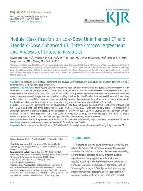 Pdf Nodule Classification On Low Dose Unenhanced Ct And Standard Dose Enhanced Ct Inter