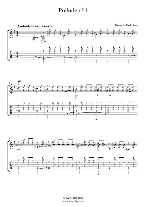 Free Sheet Music Tárrega Francisco Prelude No1 Guitar Solo