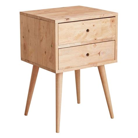 Domo Wooden Bedside Table In Light Brown By Natural Signature By