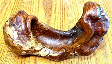 Cherry Burl Wood Bowl Hand Carved And Highly Polished Sandblasted