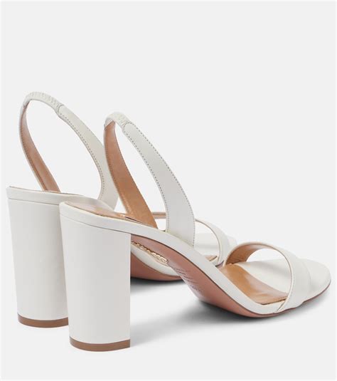 So Nude Leather Slingback Sandals In White Aquazzura Mytheresa