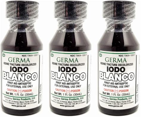 Amazon Germa Tintura de yodo blanco Antiséptico de primeros