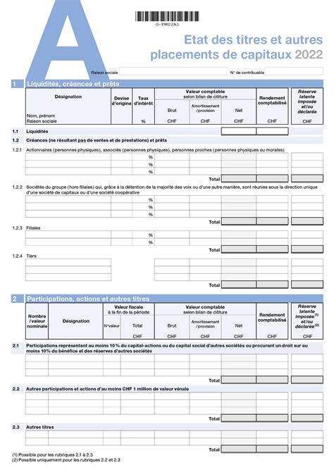 Annexe A Etat Des Titres Et Autres Placements De Capitaux