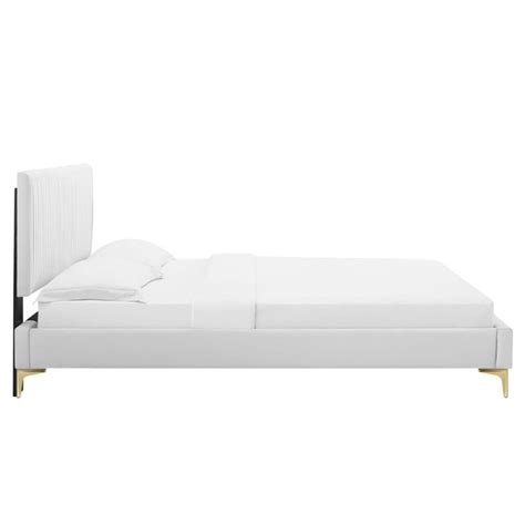 Modway Peyton Performance Velvet Queen Platform Bed Mod 6595 Whi