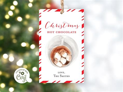 Christmas Hot Chocolate Gift Tag Holiday Hot Cocoa Gift Tag Etsy