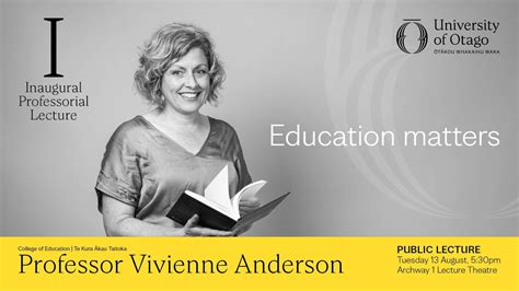 Inaugural Professorial Lecture Professor Vivienne Anderson YouTube