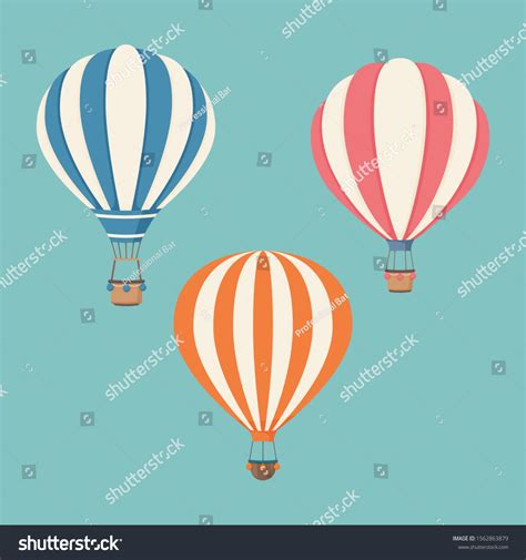 Set Striped Hot Air Balloons On Stock Vector Royalty Free Shutterstock