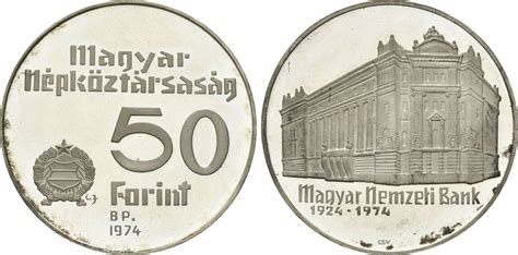 Ungarn 50 Forint 1974 50 Jahre Zentralbank Patina PP MA Shops