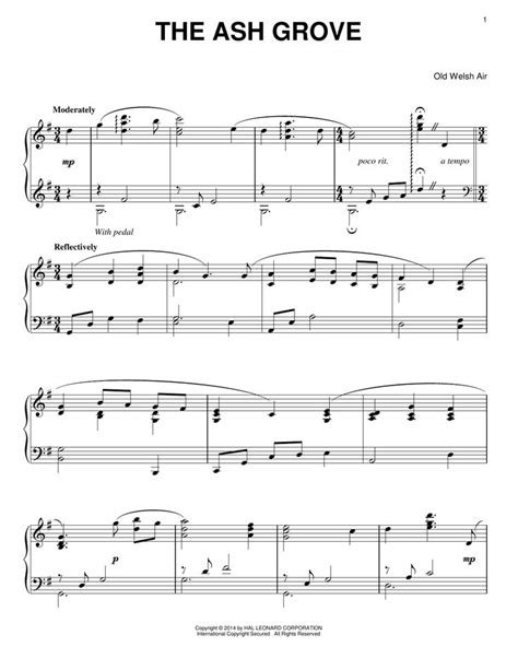 The Ash Grove Sheet Music For Piano