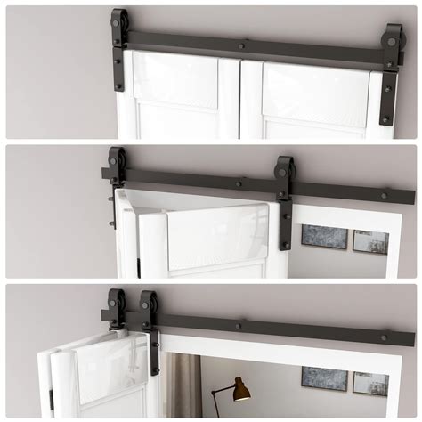 Bonikluba 36 Bi Folding Sliding Barn Door Hardware Kit For 2 Doors Smoothly Quietly Black Track