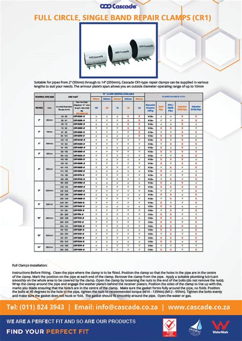 Product Specifications | Cascade Clamps