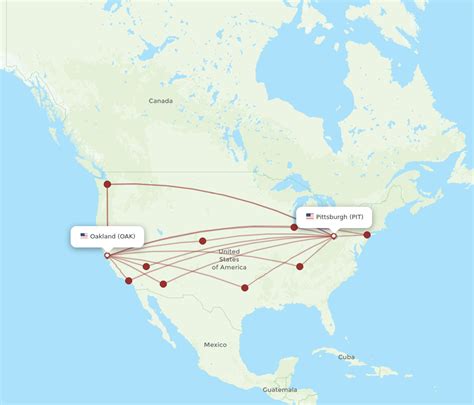 All Flight Routes From Pittsburgh To Oakland Pit To Oak Flight Routes