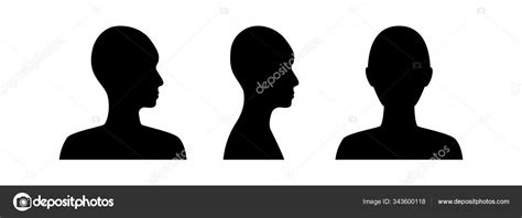 Front And Side View Silhouette Of A Head Anonymous Gender Neutral Face Avatar Stock Vector By