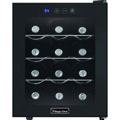 Magic Chef 12 Bottle Wine Cooler In Black Mcwc12b The Home Depot