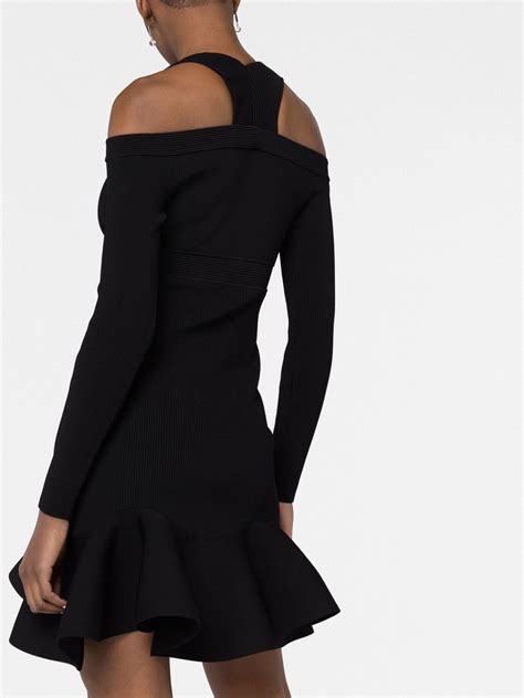 Alexander Mcqueen Ribbed Dress In Black Modesens