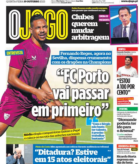 Capa Jornal O Jogo Outubro Capasjornais Pt