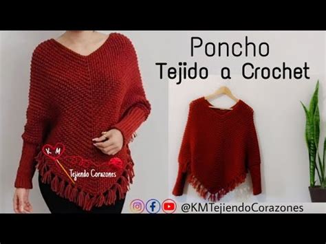 Poncho A Crochet Para Mujer En Punto Espina De Pescado Paso A Paso