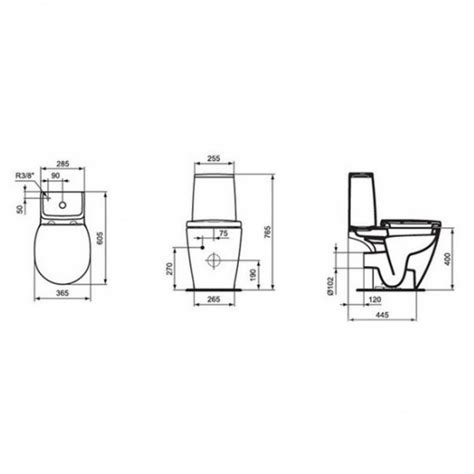 Унитаз Ideal Standard Space Scan Горизонтальный Выпуск Укороченный ...