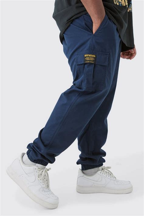 Plus Elasticated Waist Slim Fit Cuffed Cargo Trousers