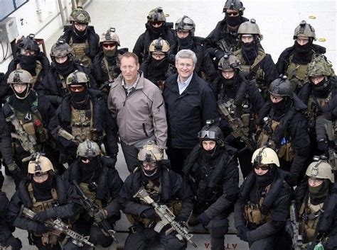 Former Canadian Prime Minister Stephen Harper With Jtf2 Operatives