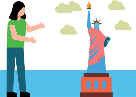 The girl is showing the Statue of Liberty. 22911073 Vector Art at Vecteezy