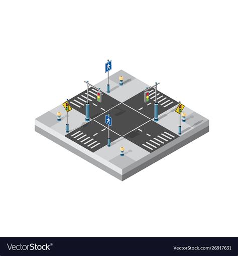 City Street Intersection Isometric Royalty Free Vector Image