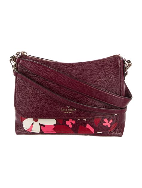 Kate Spade New York Embossed Leather Shoulder Bag Burgundy Shoulder Bags Handbags Wka300455