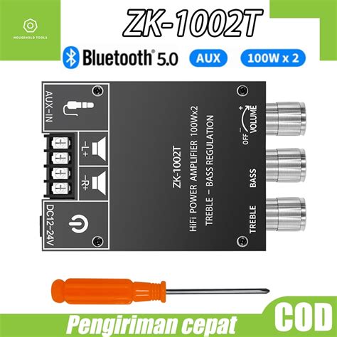 Jual ZK 1002T Bluetooth 5 0 Audio Amplifier 100Wx2 Treble And Bass