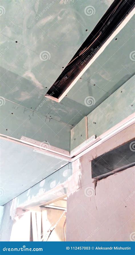 Installation of Plasterboard Structures Stock Image - Image of ...