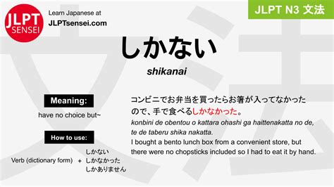 JLPT N3 Grammar しかない shika nai Learn Japanese JLPT Sensei