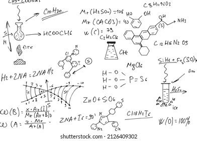 Chemical Formulas Handdrawn On White Background Stock Vector (Royalty ...