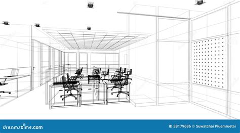 Sketch Design Of Interior Office Royalty Free Stock Image - Image: 38179686