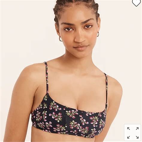 J Crew Swim Jcrew Topstitched Scoopneck Bikini Top In Twilight