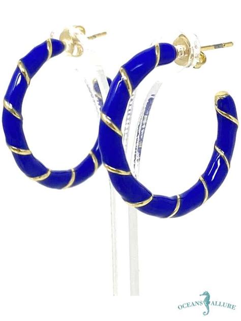 Royal Enamel Hoop Earrings Oceans Allure