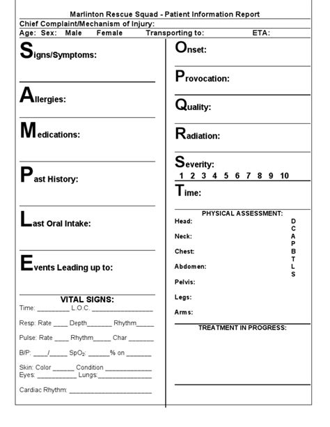 Sample Opqrst Form