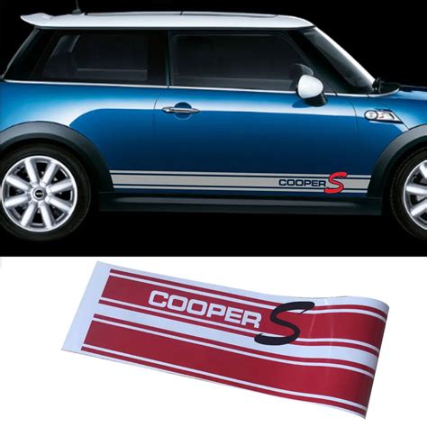 Pair Of Side Skirt Graphics Decal Stickers For Cooper S Style Racing