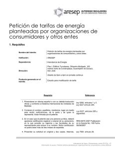 Peticion Tarifaria Planteadas Por Organizaciones De Consumidores Y