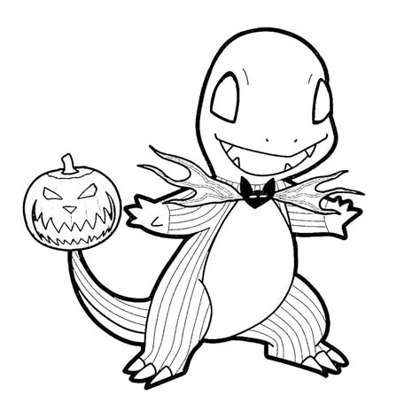 Desenhos De Pok Mon Charmander No Halloween Para Colorir E Imprimir