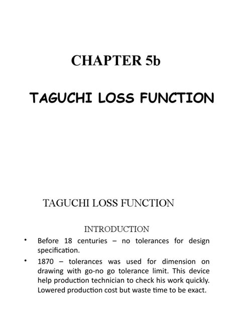 Chapter 5b Taguchi Loss Function Pdf