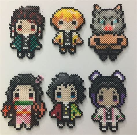 Demon slayer hand made perler bead sprites Tanjiro Kamado パーラー