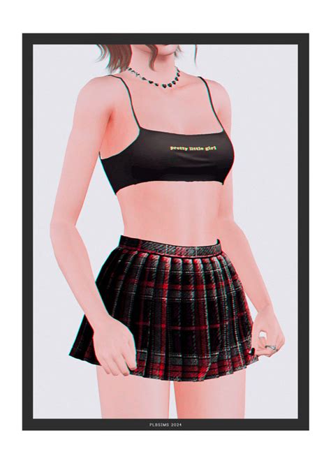 TS3 Easy Top Pleated Skirt By Plbsims Easy Top Original Mesh 2048k